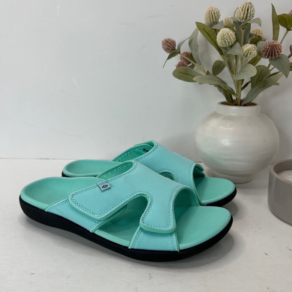 Vionic Merced Cross Strap Slide Orthotic Sandal Black Women 8 Comfort Shoe